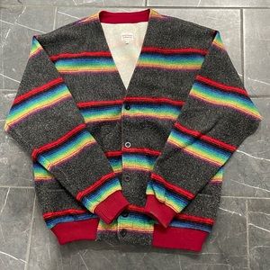 Grey with stripes 2 pockets sleeves 36 inches length 29 inches